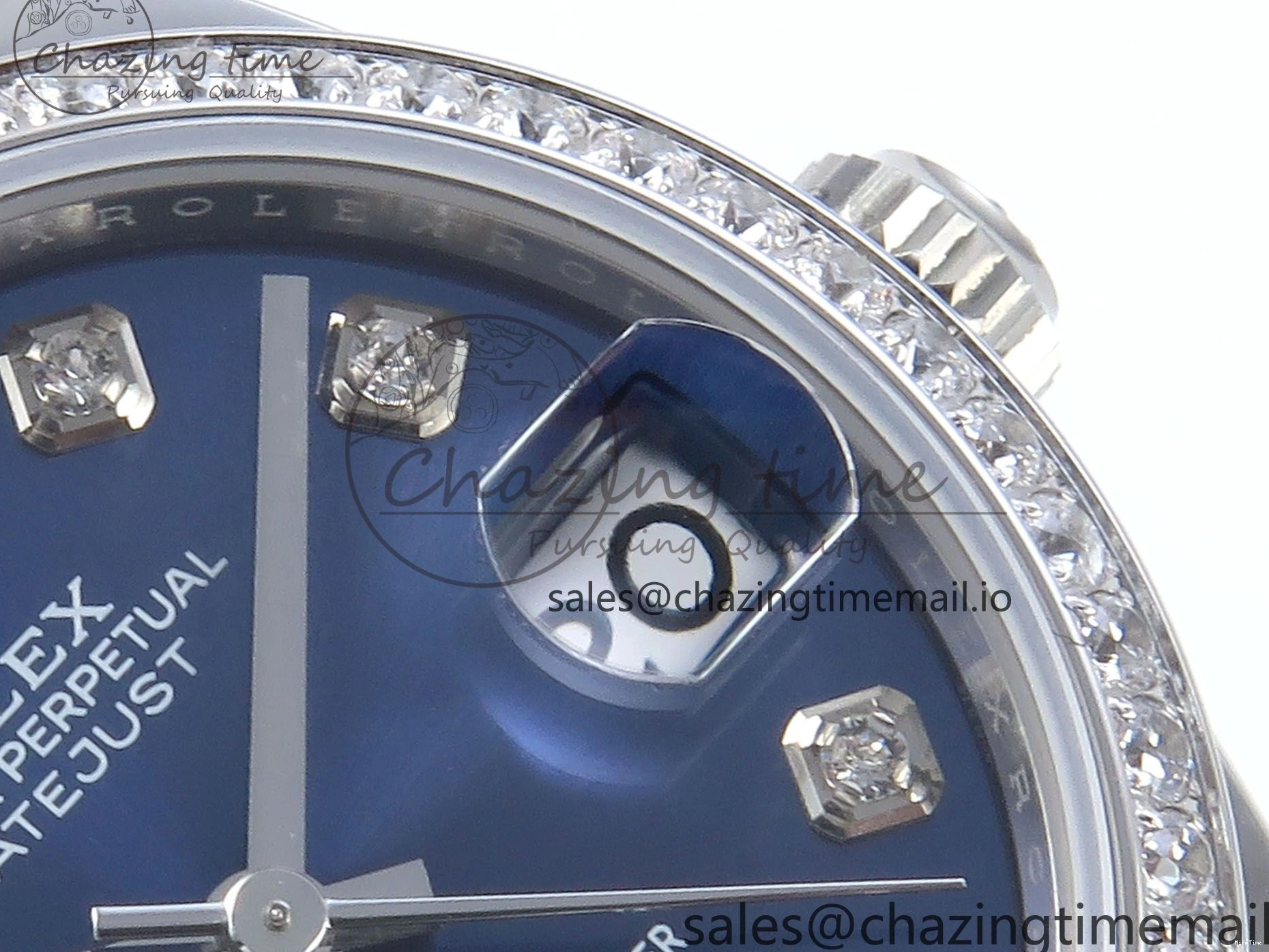 MiroTime 0421 TravelReady DateJust 31 278384RBR ARF 1:1 Best Edition 904L Steel Blue Diamonds Dial Diamonds Bezel on SS Oyster Bracelet ETA 434